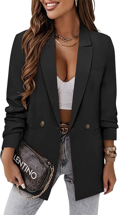 CRAZY GRID Women Business Casual Blazer Jacket Fashion with Lined Work Professional Suit Jacket | Amazon (US)