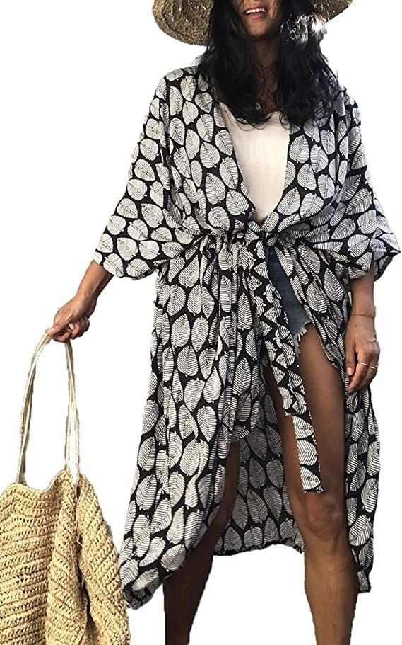 Bsubseach Stylish Tie Dye Open Front Long Kimono Swimsuit Cover up for Women | Amazon (US)