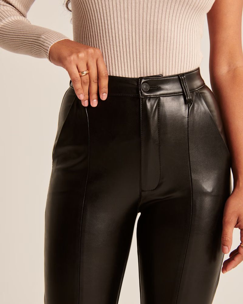 Women's Vegan Leather Split-Hem Pants | Women's Bottoms | Abercrombie.com | Abercrombie & Fitch (US)