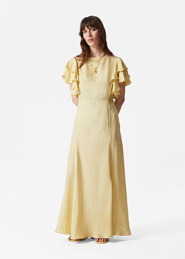 Frilled Satin Maxi Dress | & Other Stories UK