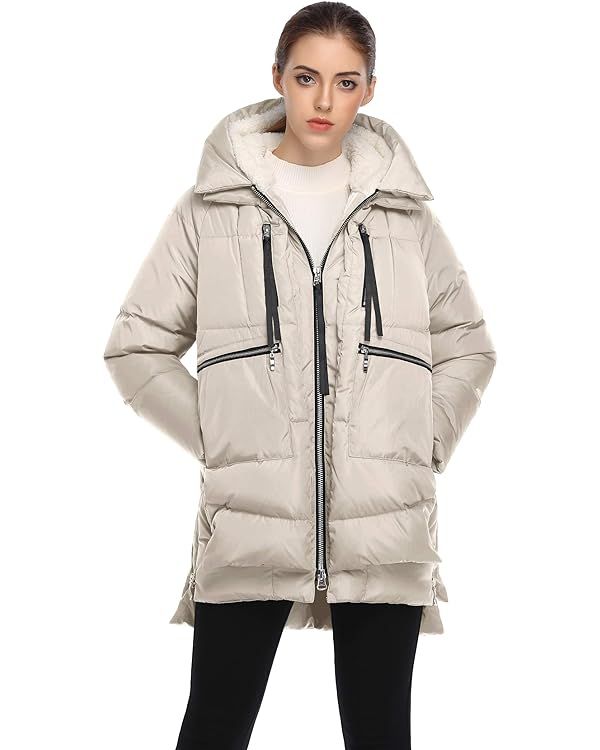 FADSHOW Women's Winter Thickened Down Jackets Long Down Coats Warm Parka with Hood | Amazon (US)