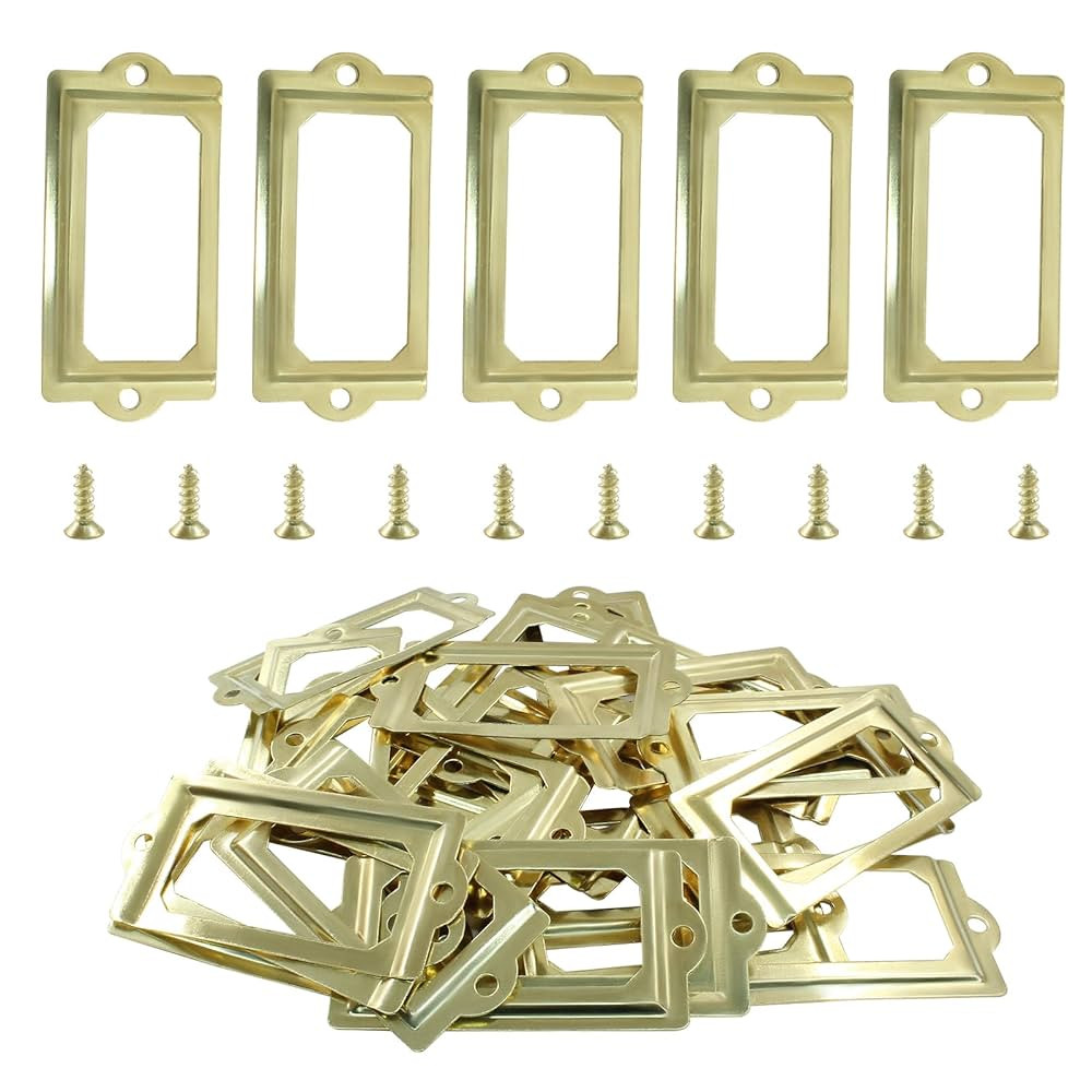 30Pcs 2.4" x 1.3" Metal Label Holder, Antique Label Holder, Vintage Label Holder, Brass File Draw... | Amazon (US)