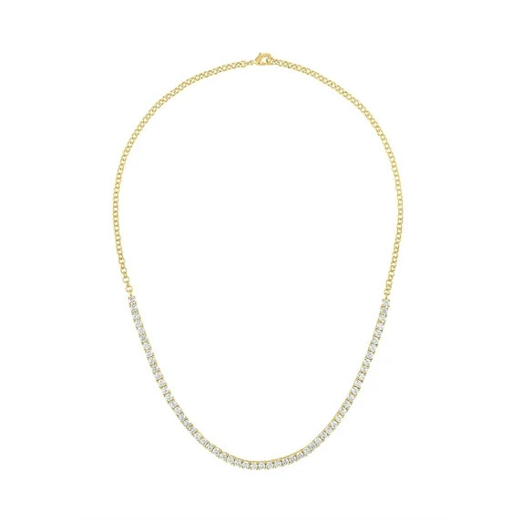 Ladies Brilliance Fine Jewelry 14 Kt Gold Plated Simulated Diamond Necklace, 18" | Walmart (US)