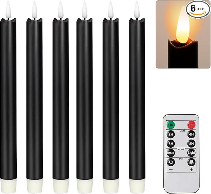 Flameless Taper Candles, Battery Operated Long Candles with Remote, Adjustable Brightness Led Fli... | Amazon (US)