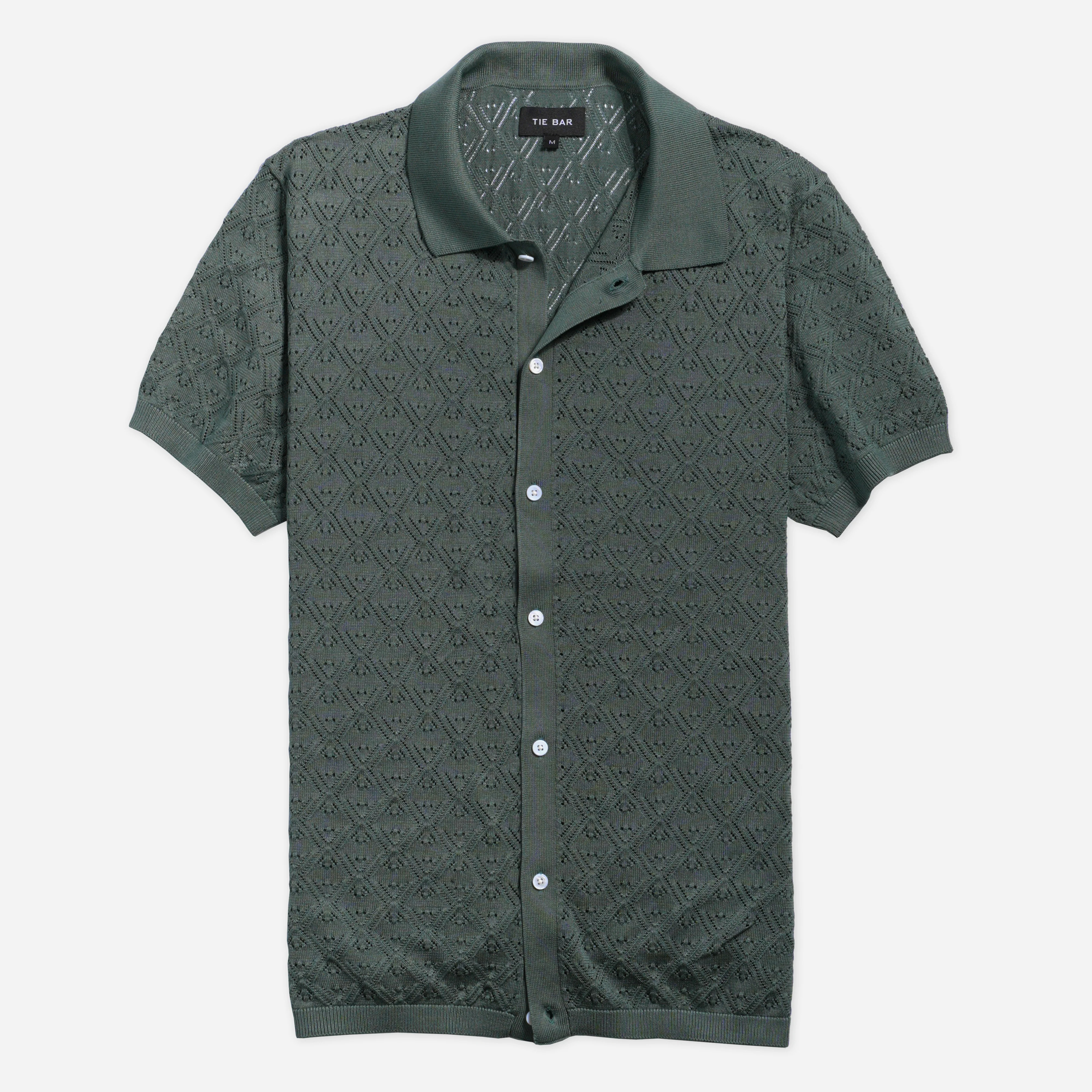Full Placket Pointelle Cilantro Polo | Cotton Polos | Tie Bar | The Tie Bar