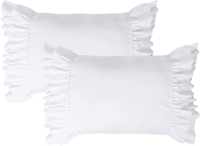 Homechoice Decor Frilly Bed Pillow Shams, Elegant Victorian Pillowcases with 2 Layer Ruffles, Rus... | Amazon (US)