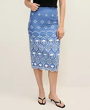 Embroidered Midi Pencil Skirt | Ann Taylor