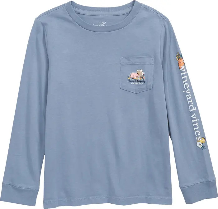 vineyard vines Kids' 2021 Thanksgiving Whale Long Sleeve Pocket Graphic Tee | Nordstrom | Nordstrom