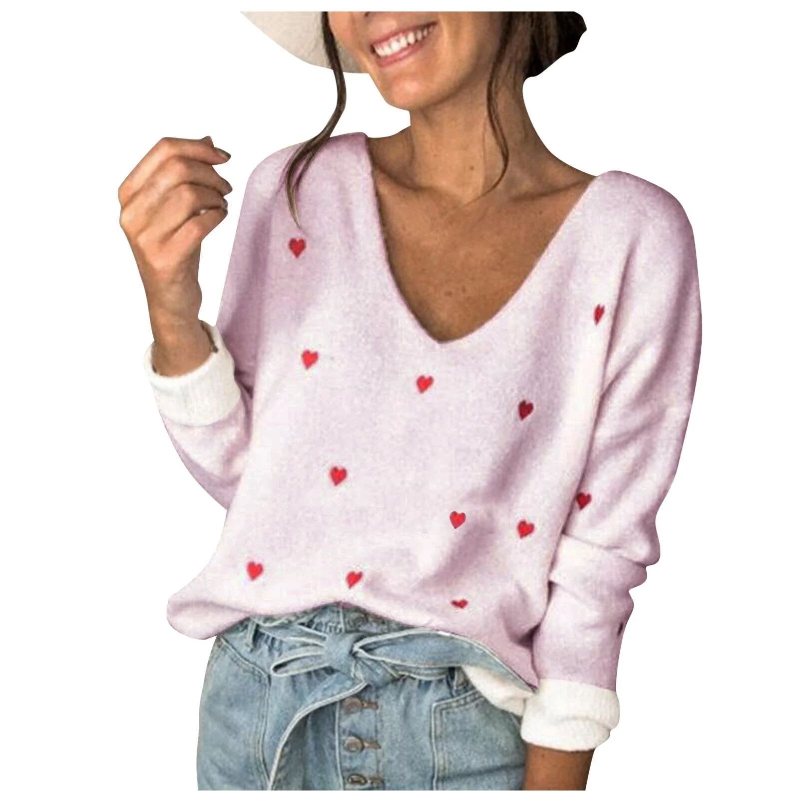 Follure Ladies Winter fashion single product sweater jacket Women Valentine's Day Heart Printed P... | Walmart (US)