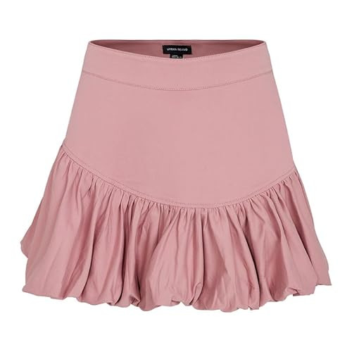 Women Bubble Mini Skirt Elastic High Waist Ruffle Hem Summer Puffy A-Line Pleated Skirt | Amazon (US)