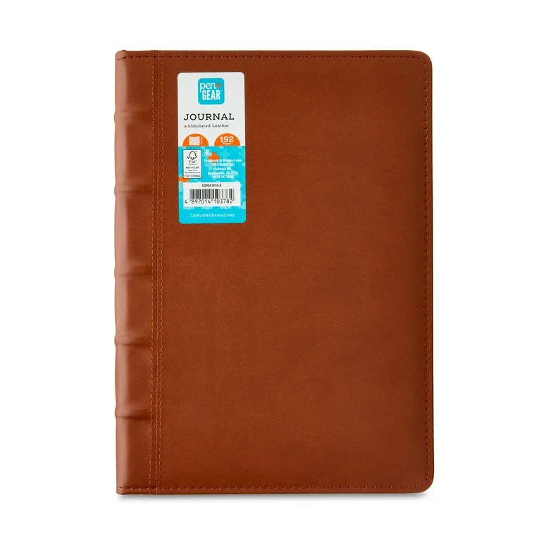 Pen+Gear Leatherette Cover Adult Journal, Brown, 7.25" x 10", 192 Lined Paper Pages - Walmart.com | Walmart (US)