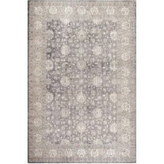 SAFAVIEH Sofia Light Gray/Beige 4 ft. x 6 ft. Floral Border Area Rug-SOF330B-4 - The Home Depot | The Home Depot