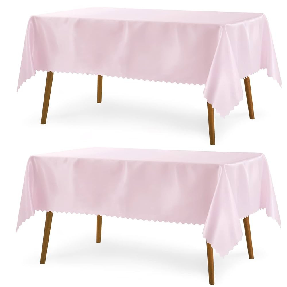 P Pothuiny 2 Pack Light Pink Satin Tablecloth 60 x 84 Inches Rectangle Table Cloth Overlay Satin ... | Amazon (US)