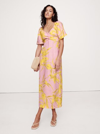 Linen Sweetheart Long Midi Dress | Banana Republic (CA)