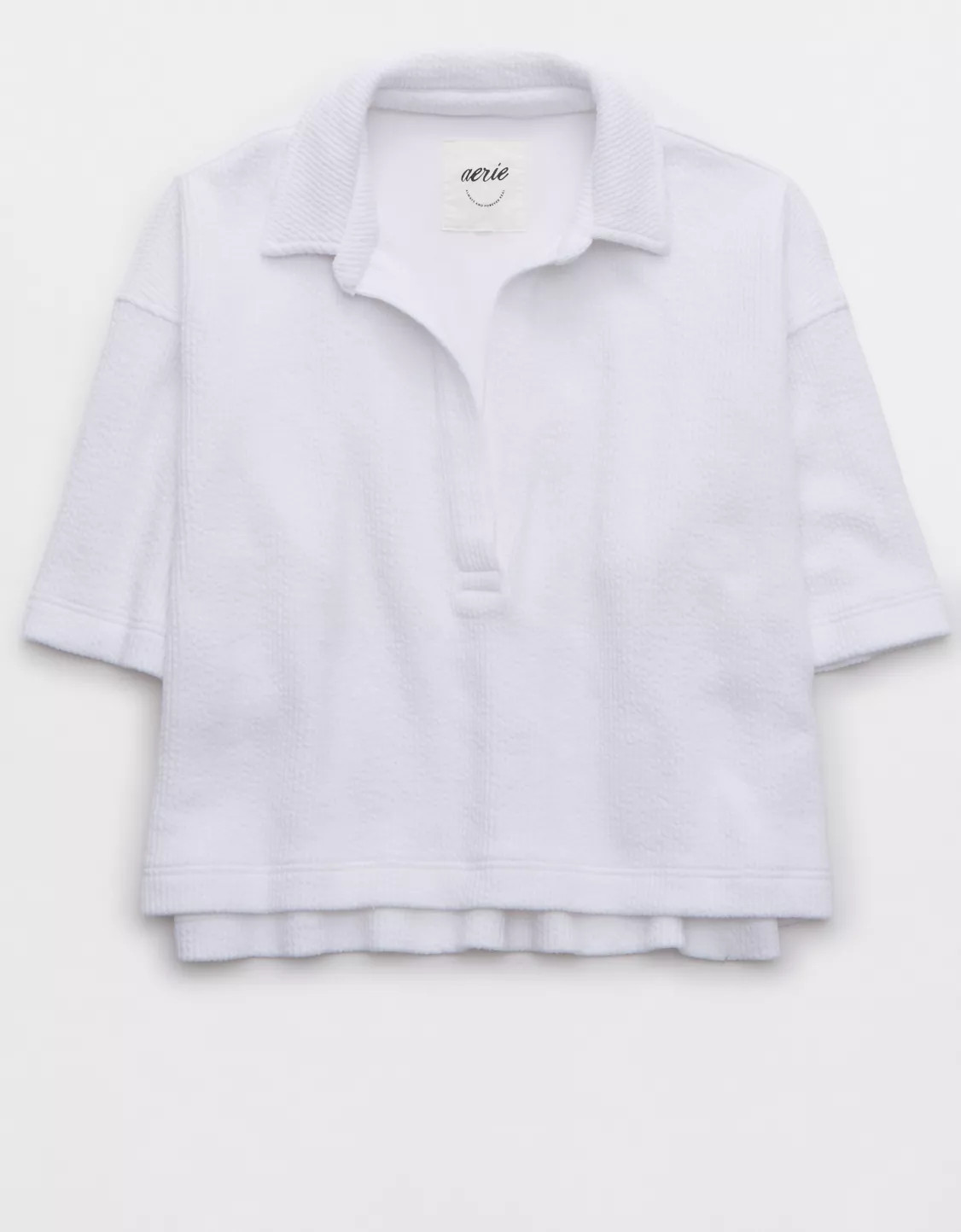 Aerie Wonder Short Sleeved Polo Sweatshirt | Aerie