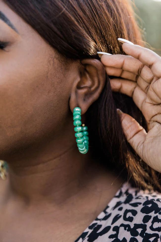 Already Gone Green Beaded Earrings | The Pink Lily Boutique