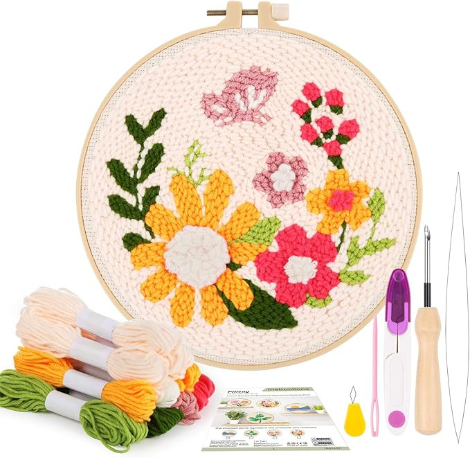 Pllieay Punch Needle Embroidery Starter Kits for Kids and Adults Beginners, Include Instructions,... | Amazon (US)