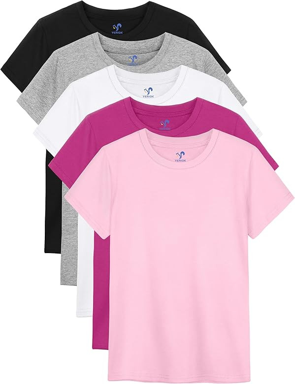 5 Pack Girls Shirts Short Sleeve Shirt for Girls Soft Cotton Tees Kids Tshirts Clothes Summer Top... | Amazon (US)
