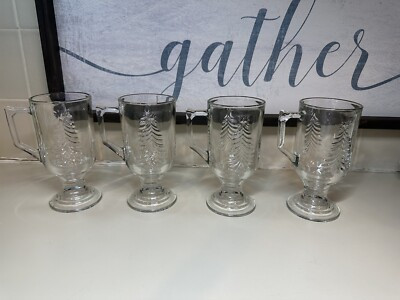 Indiana Glass Christmas Tree Irish Coffee Cup or Mug, Gold Trim, Set of 4  | eBay | eBay US