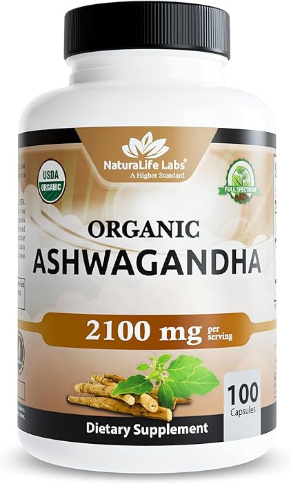 NaturaLife Labs Organic Ashwagandha 2100 mg per Serving – Full Spectrum Root Powder and Standar... | Amazon (US)