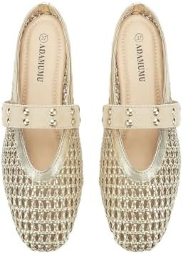 GORGLITTER Women's Gold Braided Woven Mules Hollow Out Casual Flat Shoes | Amazon (US)