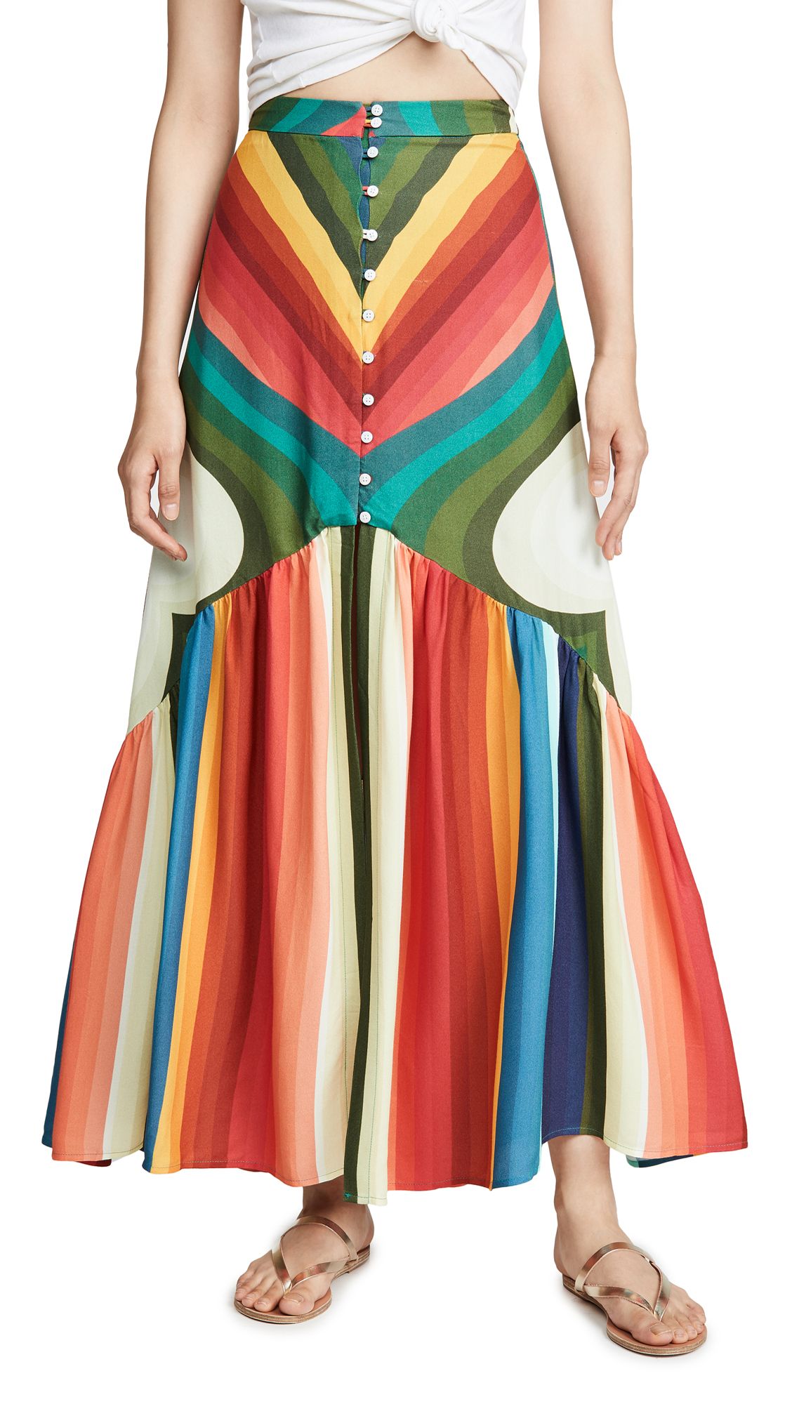 FARM Rio Rainbow Stripe Maxi Skirt | Shopbop