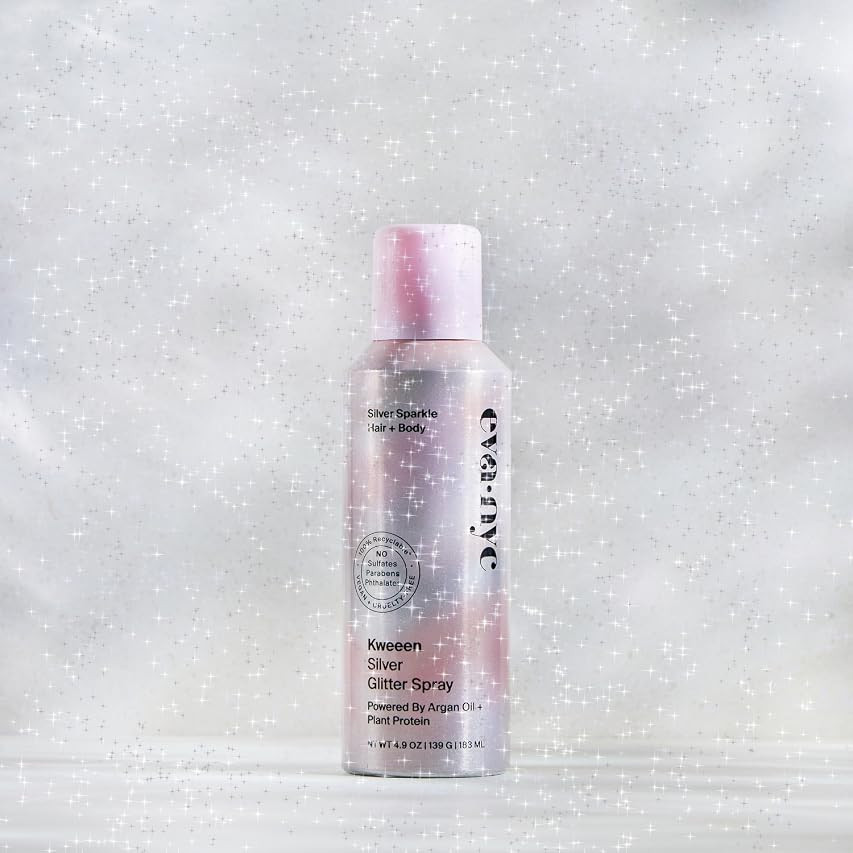 Eva NYC Kweeen Silver Glitter Spray, Hair and Body Glitter Spray for Shimmer, Glitter Spray for Hair and Body, Washable Glitter Hairspray for Any Party Look, 4.9 oz | Amazon (US)