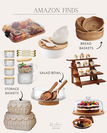 Amazon Finds
Charcuterie board with locking lid / bread baskets/ salads bowls / cake stand with lid / storage baskets / cupcake stand 

#LTKHome #LTKFindsUnder100