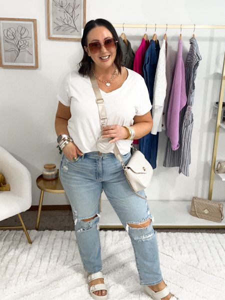 Real life Mother’s Day fit!  All about the casual looks and comfy jeans. XL tee. Size 14 jeans. Jeans are very limited in sizes, so linked a few updates styles by the same brand. Sandals run tts  

#LTKMidsize #LTKFindsUnder50 #LTKOver40