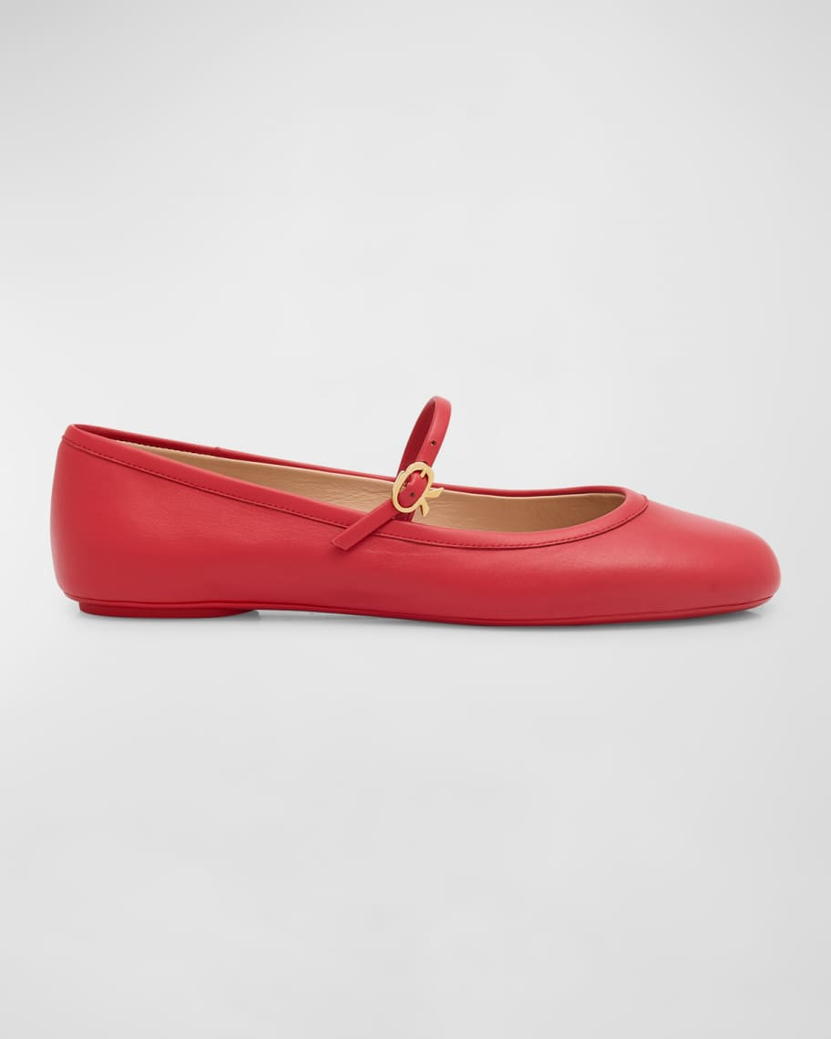 Gianvito Rossi Carla Leather Mary Jane Ballerina Flats | Neiman Marcus