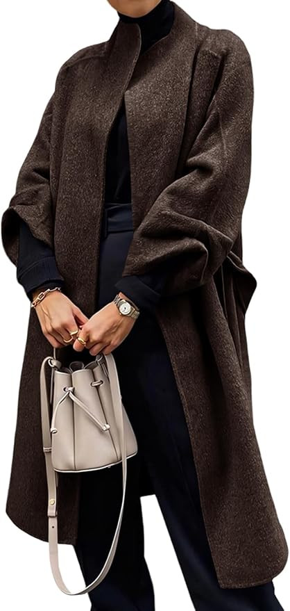 Cicy Bell Womens Long Pea Coats Oversized Wrap Wool Blend Trench Coats Winter Open Front Cardigan... | Amazon (US)