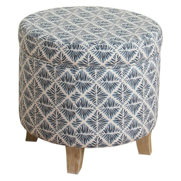 HomePop Cole Classics Round Storage Ottoman - Blue - Walmart.com | Walmart (US)