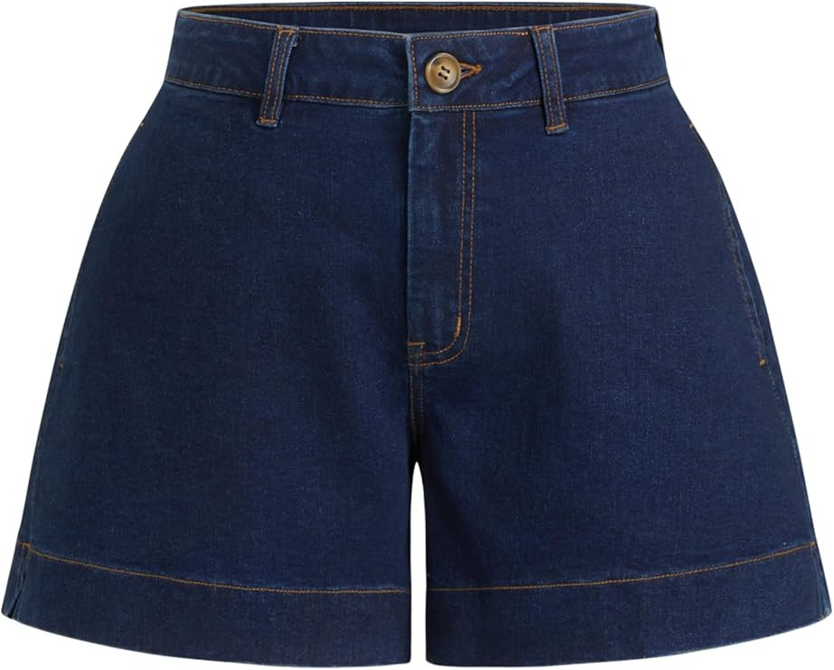 CIDER Womens Denim Shorts Mid Waisted Jeans Shorts with Pockets | Amazon (US)