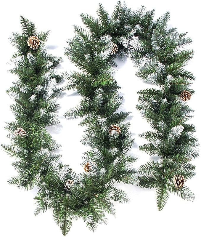 Artificial Christmas Garland Flocked Christmas Rattan Door Window Garland Decoration Christmas Tr... | Amazon (US)