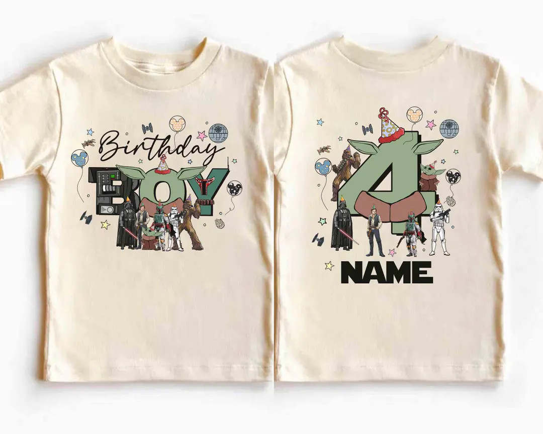 Personalized 2-sided Kids Name Star Wars Birthday Shirt, Custom Age Boy and Girl Tee, Darth Vader... | Etsy (US)