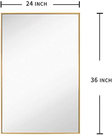 FANYUSHOW 24"x36" Rectangular Metal Frame Wall Mirror for Bathroom, Corridor ,Entryway ,Gold(Hori... | Amazon (US)