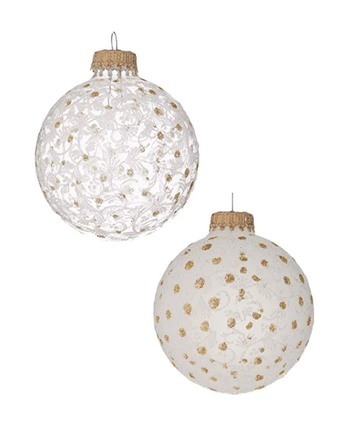 Frost with Gold Round Glass Christmas Ornaments, 2.63 in, 4 Count, by Holiday Time | Walmart (US)