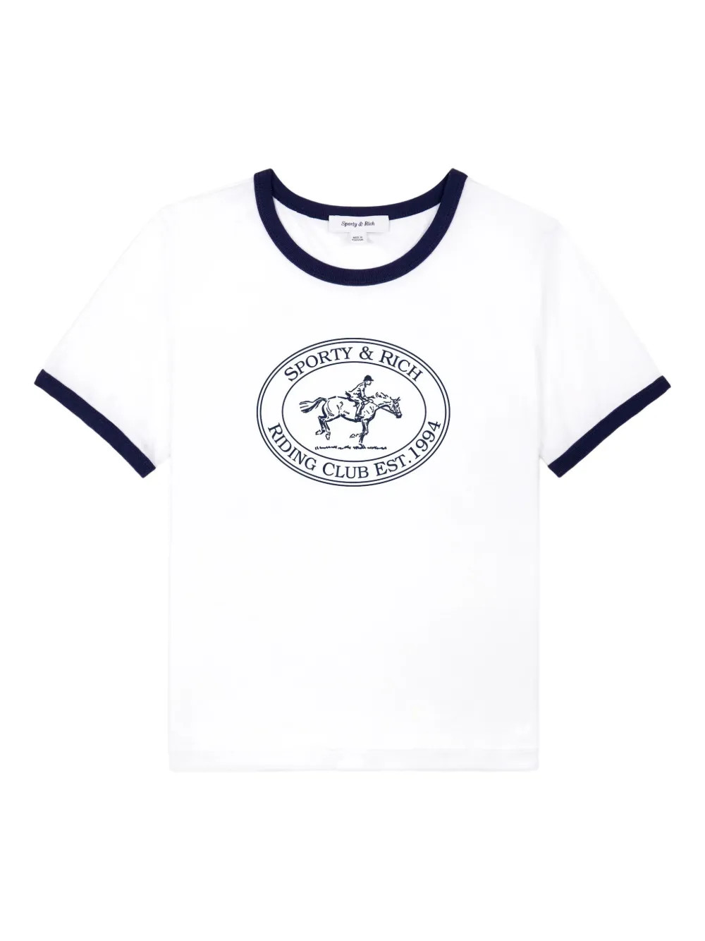 Sporty & Rich Riding Club Ringer T-shirt | White | FARFETCH AU | Farfetch Global