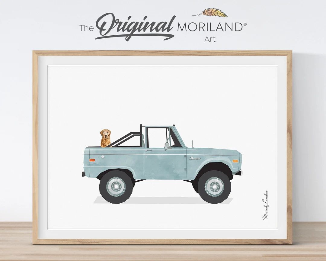 Classic Car With Dog Print, Golden Retriever in Pickup Truck Wall Art, Pet Printable Poster, Pet ... | Etsy (US)