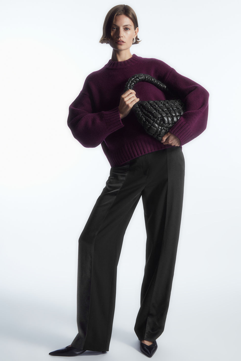 CHUNKY PURE CASHMERE CREW-NECK JUMPER - DARK PURPLE - Knitwear - COS | COS (US)
