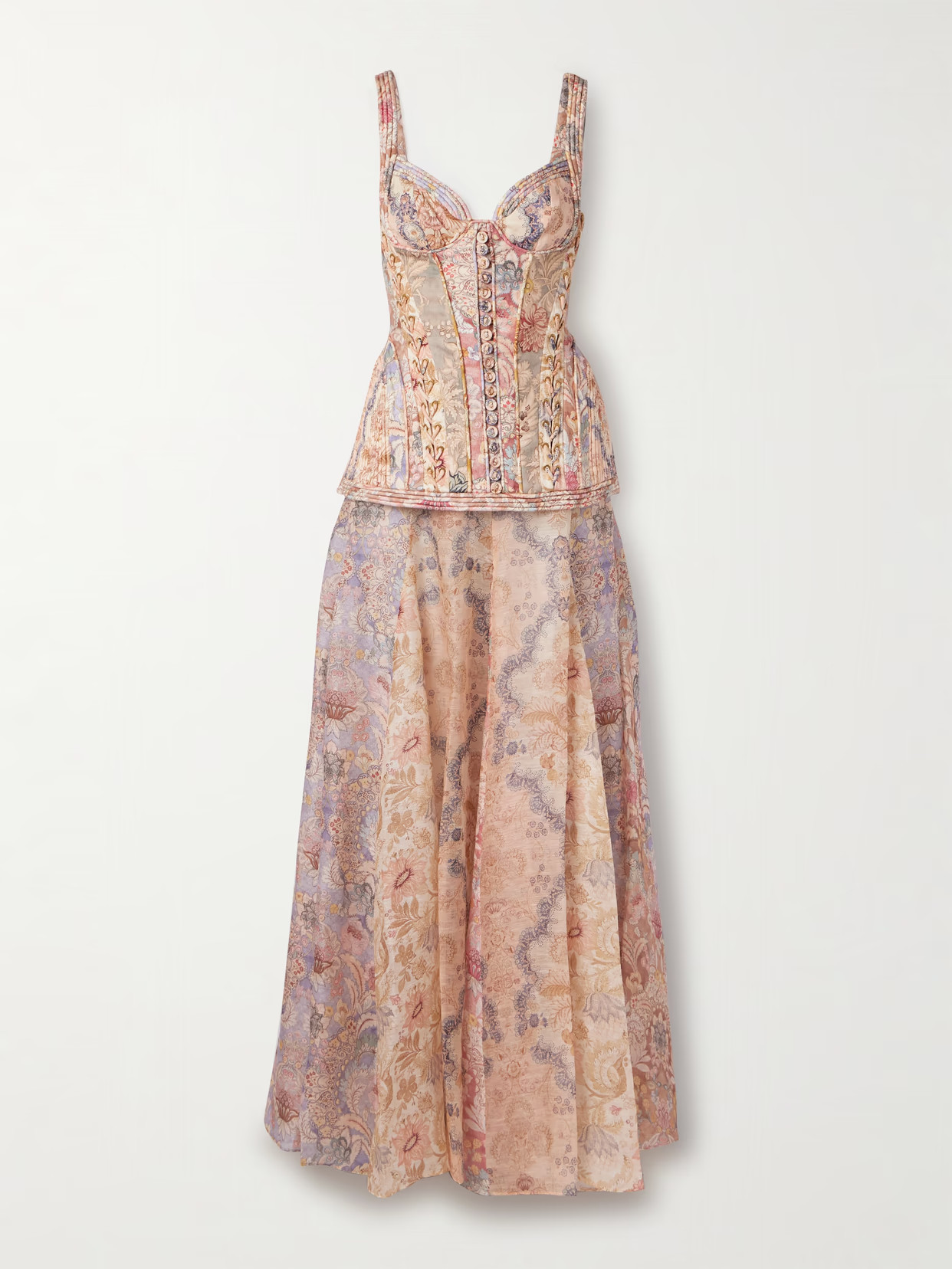 Zimmermann - Rebellion Paneled Layered Printed Linen Maxi Dress - Orange | NET-A-PORTER (US)