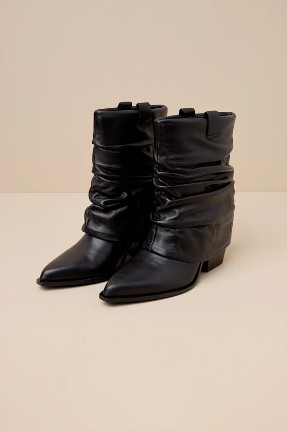 Savella Black Sheep Nappa Leather Slouchy Western Booties | Lulus