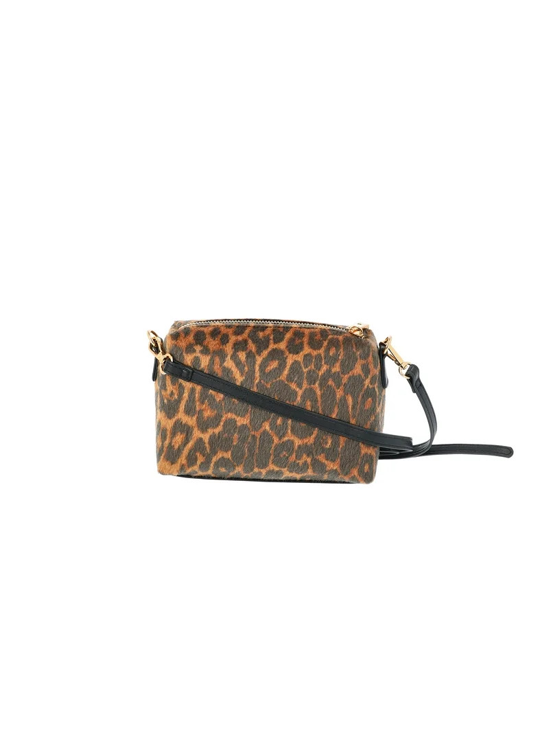 Time and Tru Women's Faux Fur Mini Crossbody Bag, Leopard/Black | Walmart (US)