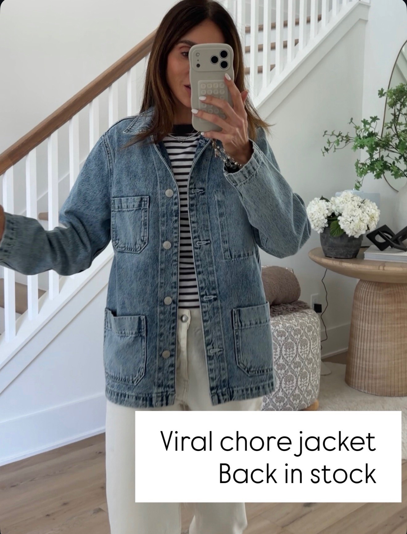 The viral chore jacket is finally back and I get the hype 🤍 Oversized in the best way, easy to throw over basics, and one of those layers that instantly makes an outfit feel styled.

denim jacket, chore jacket, viral fashion find, spring layers, everyday style, casual chic, wardrobe staples, effortless outfit, denim outfit, annabrstyle

#LTKootd #LTKSeasonal #LTKOver40