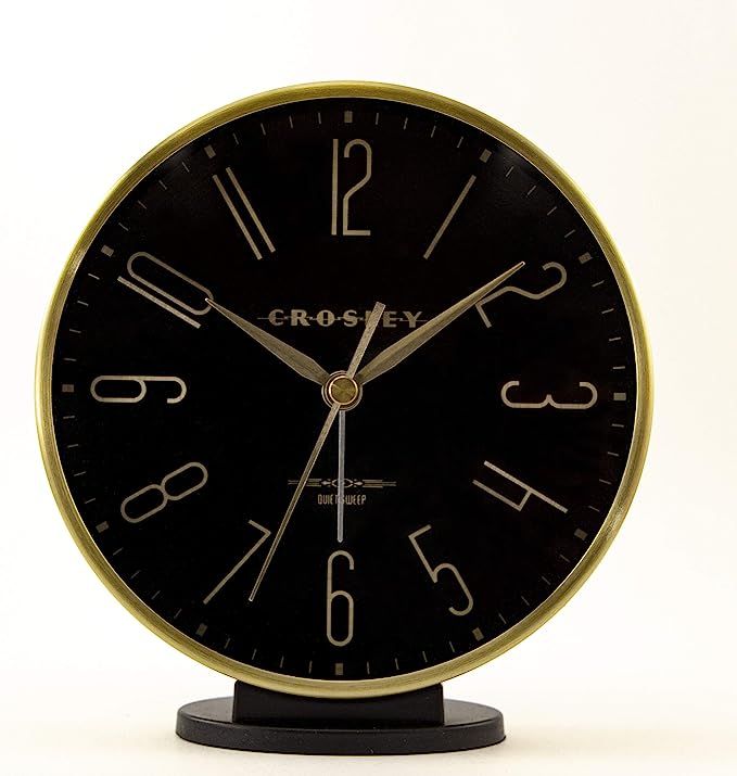 Timelink Crosley Modern Art Deco Office and Desk Alarm Clock, Gold & Black, Gold | Amazon (US)