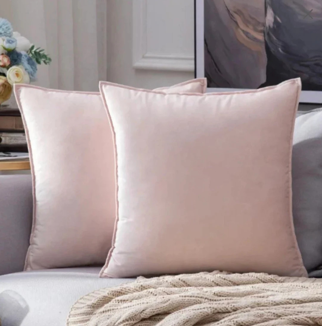 25” x 25” Decorative Throw Pillow Cover (Individual) - Soft Velvet | Black/Cream/Beige/Baby P... | Etsy (US)