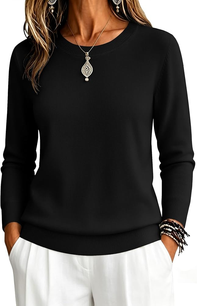 Zeagoo Womens Sweaters Long Sleeve Tops Classic Fall Clothes Crewneck Tops | Amazon (US)