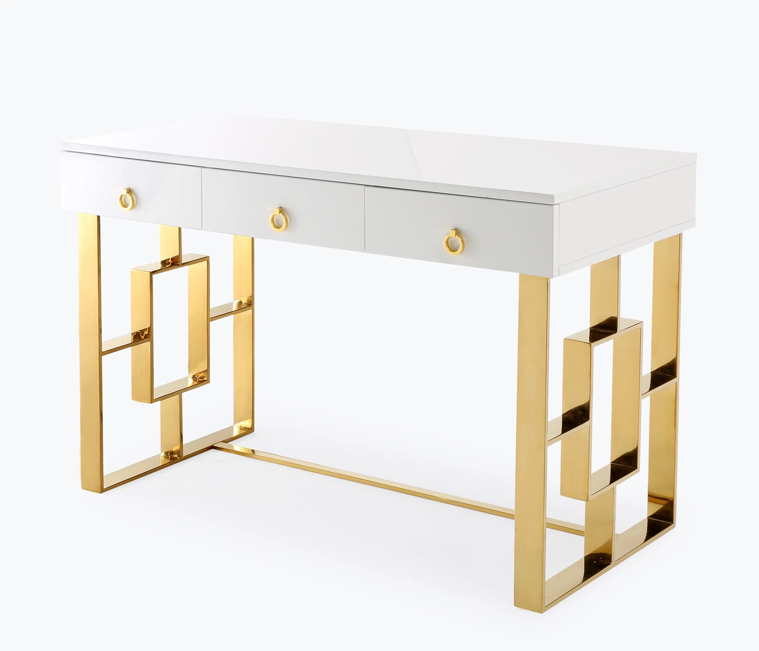 TOV Furniture Audrey White Lacquer Desk with Gold Accents | Walmart (US)