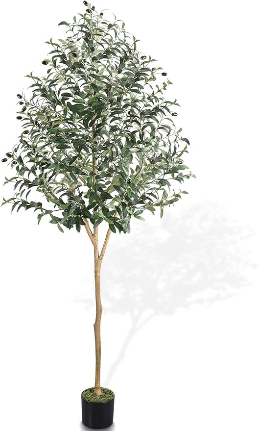 Artificial Olive Tree Tall Fake Potted Natural Silk Tree with Planter Large Faux Olive Branches F... | Amazon (US)