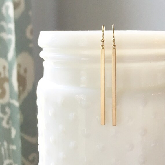 SLOANE | Gold Bar Earrings | Dangle Bar Earrings | Skinny Bar Earrings | Long Bar Earrings | Gold St | Etsy (US)